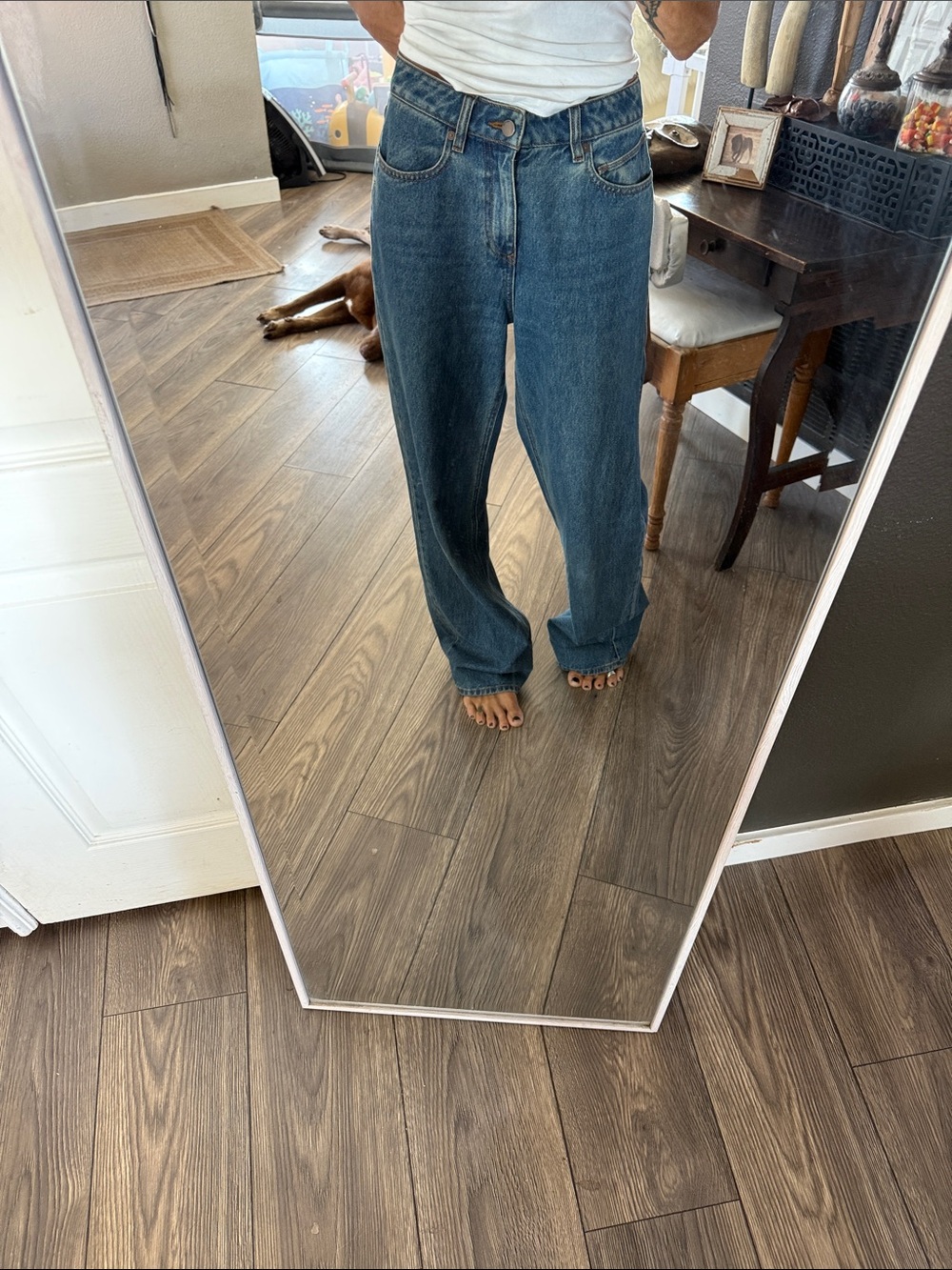Volcom Classic  Wide-Leg Jeans in Medium Blue stoned BF HIGH RISE SIZE 25